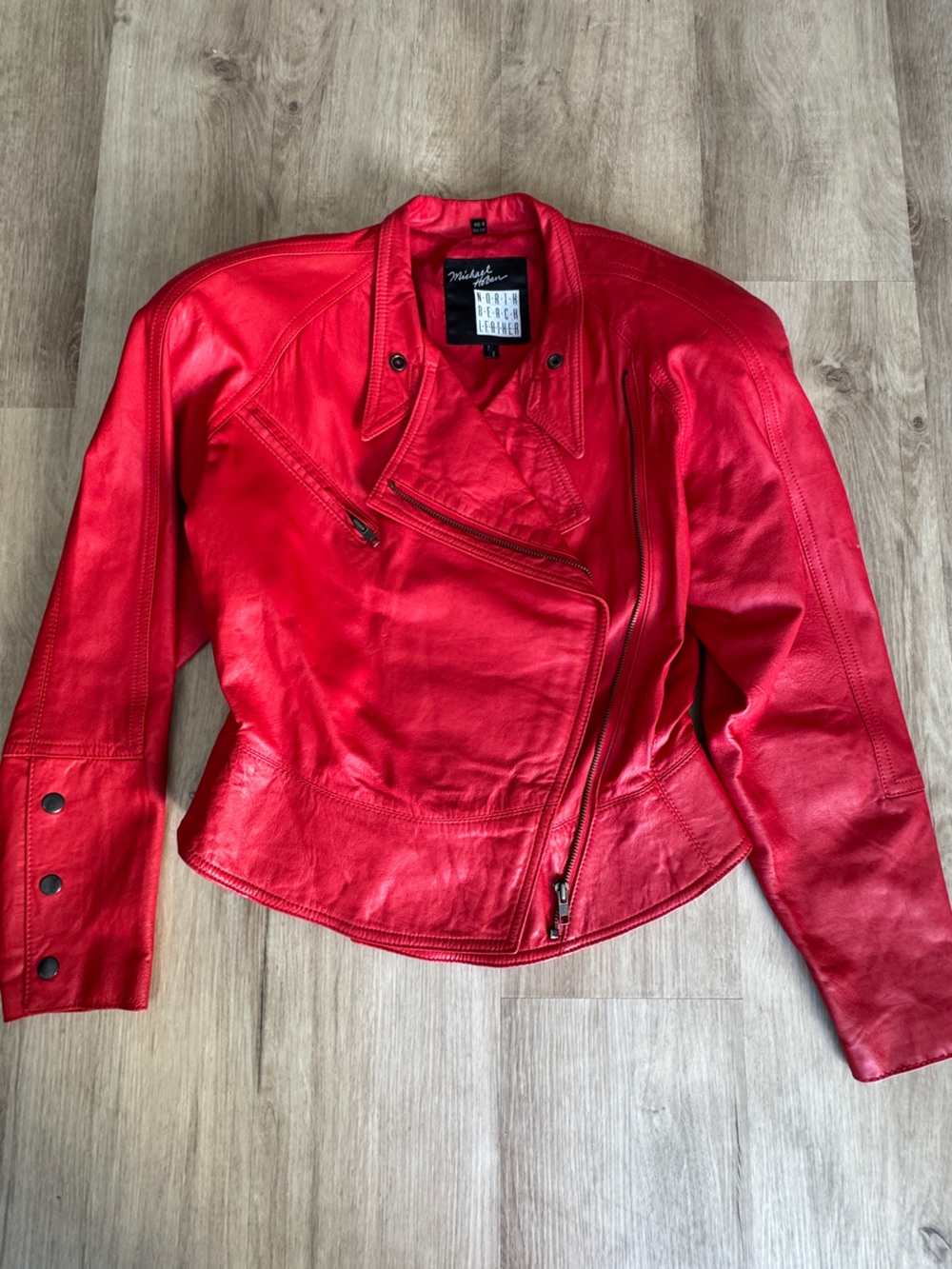 Vintage Rare Michael Hoban North Beach Leather Red Jacket size 7/8
